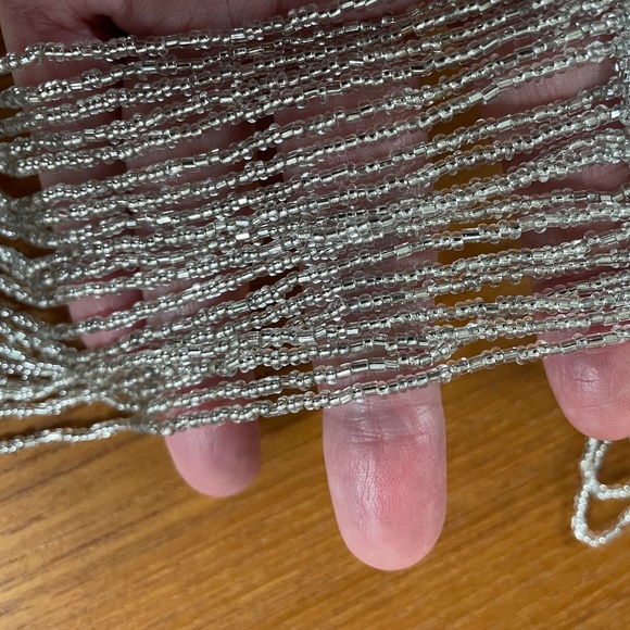 Beautiful Long Multi-Strand Clear Beaded Necklace - Picture 9 of 10